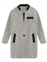 Gray Mixed Color Stand up collar Woolen Coat - Choies.com