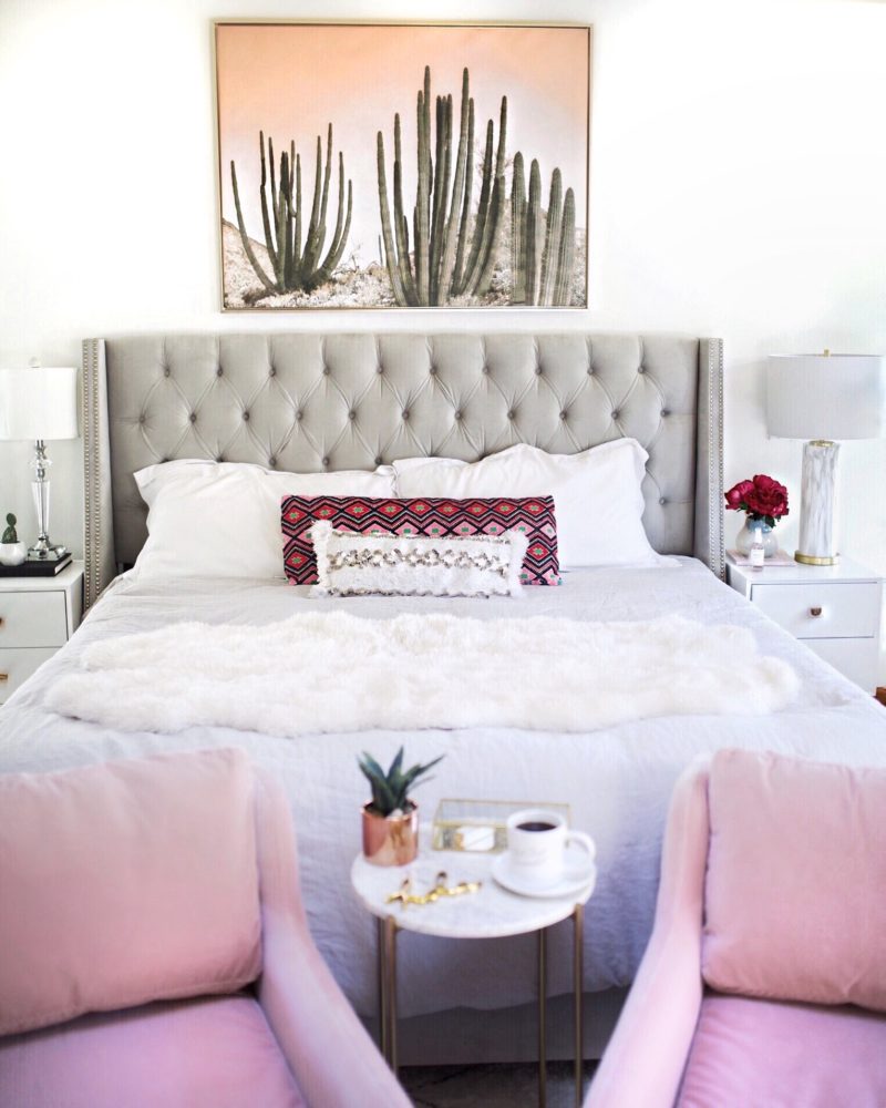 Master Bedroom Reveal Velvet Tufted Bed