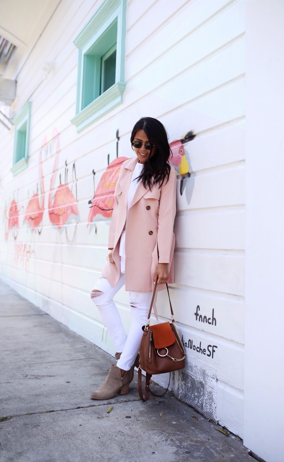 Abercrombie Fitch Blush Pink Trench Coat Gypsy Tan Chloe Backpack Faye