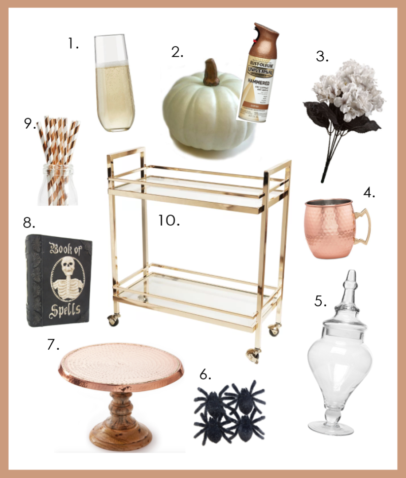 Bar Cart Styling Copper Halloween Fall