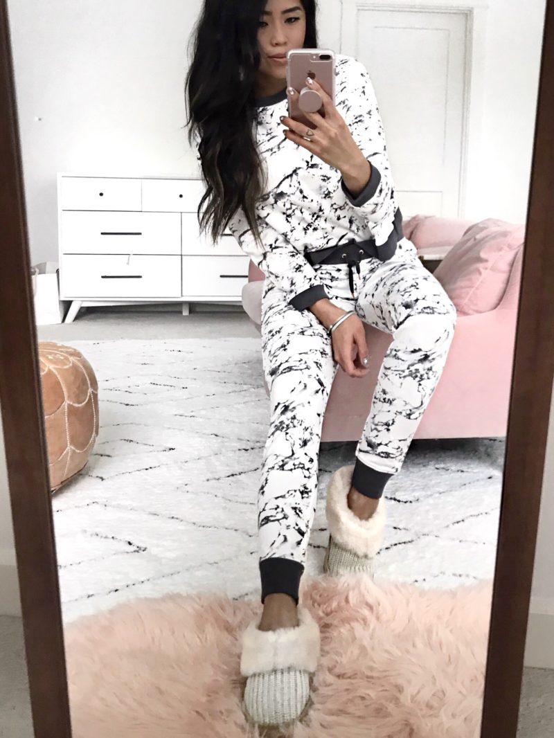 Marble Print Loungewear Ugg Slippers
