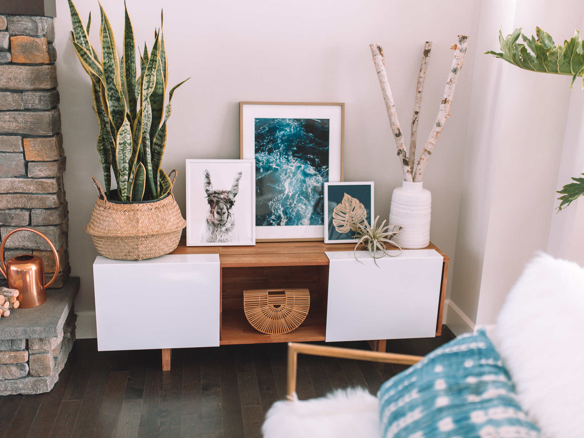Living Room Reveal Wayfair x Gypsy Tan credenza tv stand
