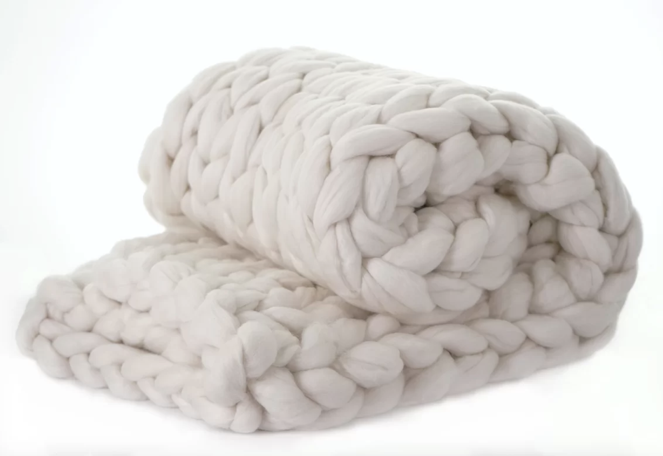 Chunky Knit Merino Wool Blanket