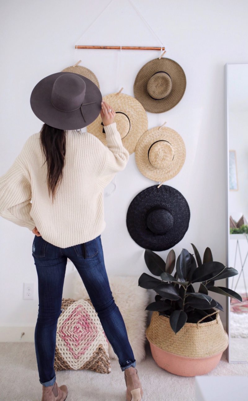 DIY Hanging Hat Rack Wall Display