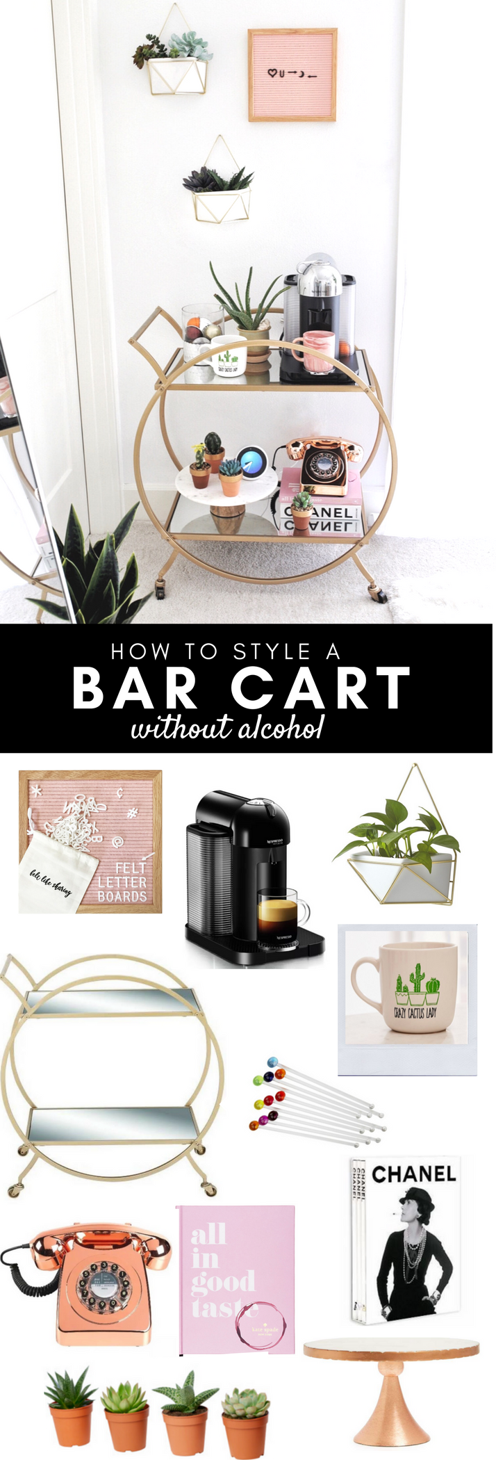 Best Bar cart decor idea | Non Alcohol bar, Bar cart styling, non traditional bar cart styling | Gypsy Tan