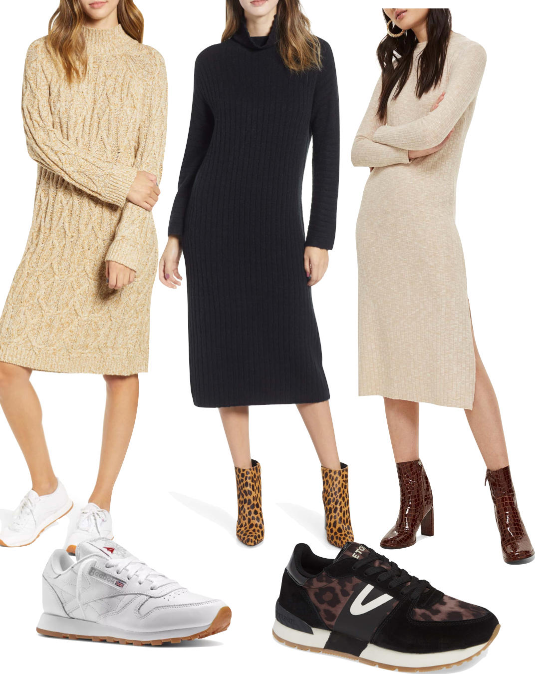 Sweater Dresses with Sneakers