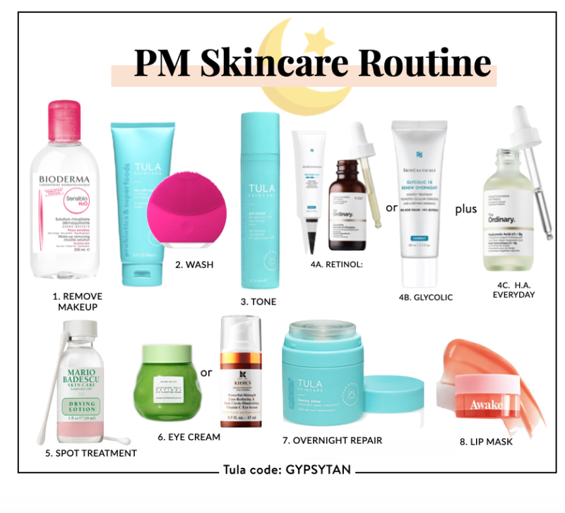 night skin care routine, order to apply skincare products