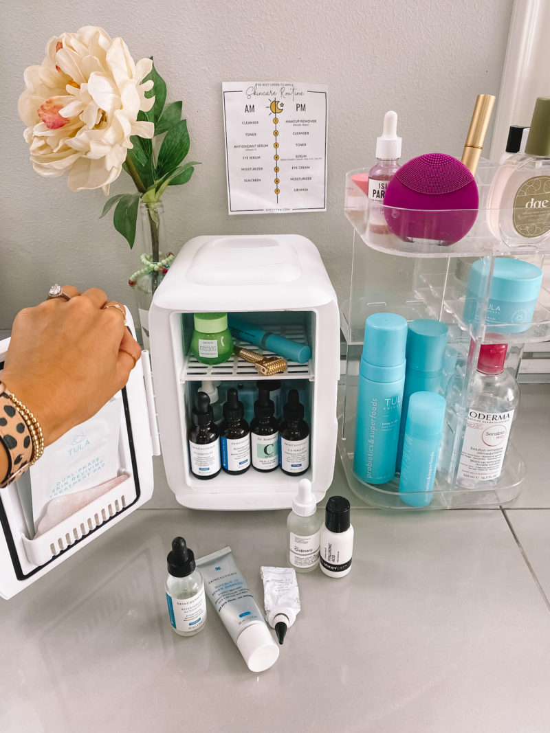 Mini Fridge for Skin care products - beauty fridge - Order to apply skin care - when to apply retinol - Morning and Night Skincare Routine