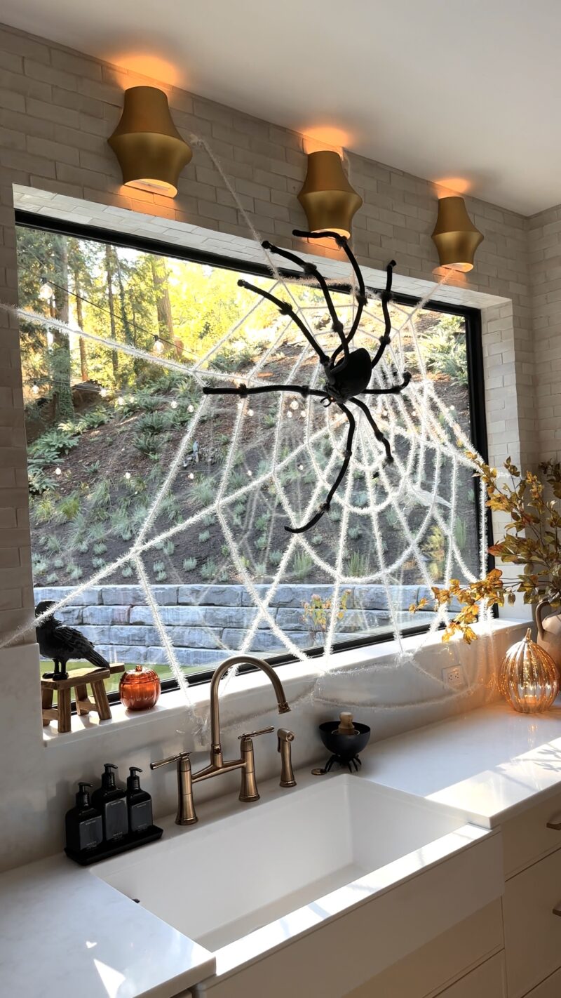 Halloween decor ideas for party, halloween window decor, spider web halloween decor- Sabrina Tan Home